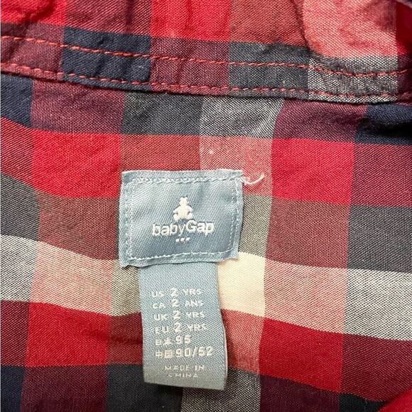 Baby GAP Button-up Shirt Boy's 2T | Red White Blue Check Classic - Picture 5 of 5
